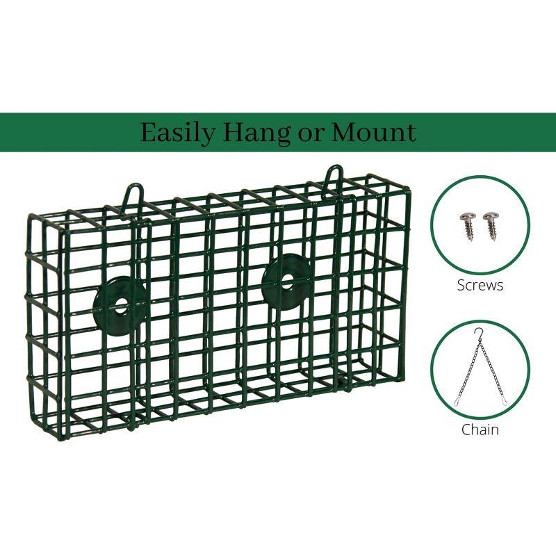 JCs Wildlife Double Suet Bird Feeder Cage - Great for Suet Cakes, Seed Cakes, Fruit and Nesting Material - Holds 2 Suet or Seed Cakes - Woodpecker