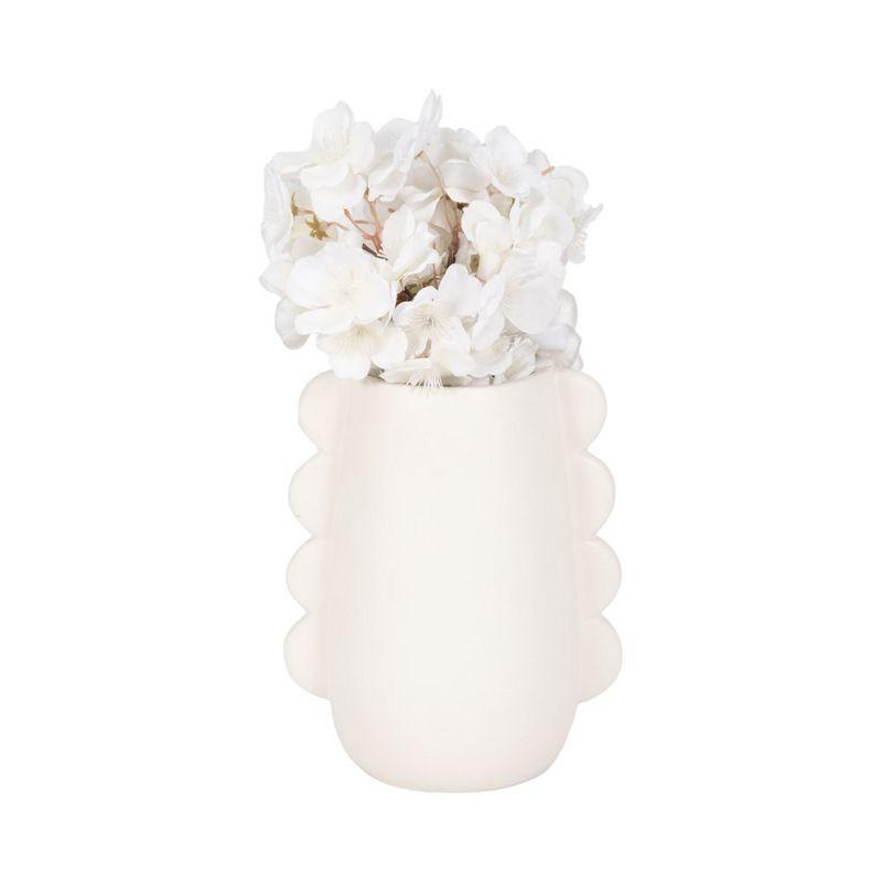 Sagebrook Home 7" Decorative Dolomite Vase - Contemporary Cotton White Eared Flower Vases for Home, Office Decorative Table Centerpiece Accent - Easy