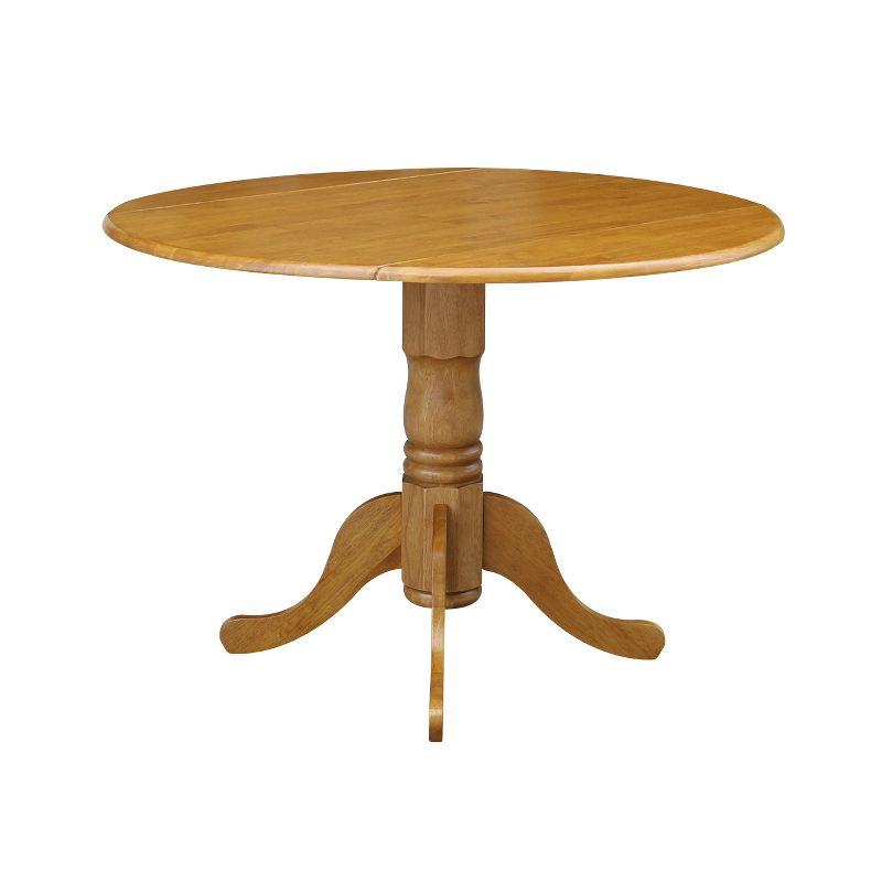 Contemporary 44.5" Round Oak Wood Extendable Dining Table