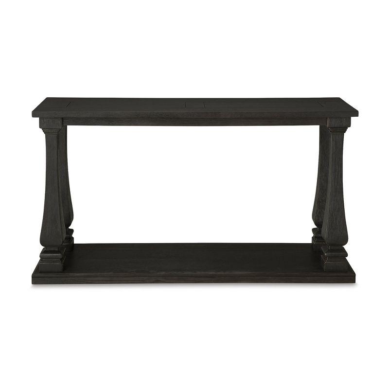 Signature Design by Ashley Wellturn Traditional Sofa Table with Framed and Planked Detailing Tabletop & Lower Shelf, Black