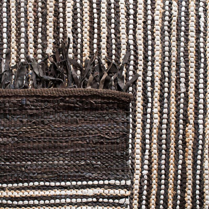 Vintage Leather VTL373 Hand Woven Indoor Area Rug - Dark Brown/Multi - 4'x6' - Safavieh.