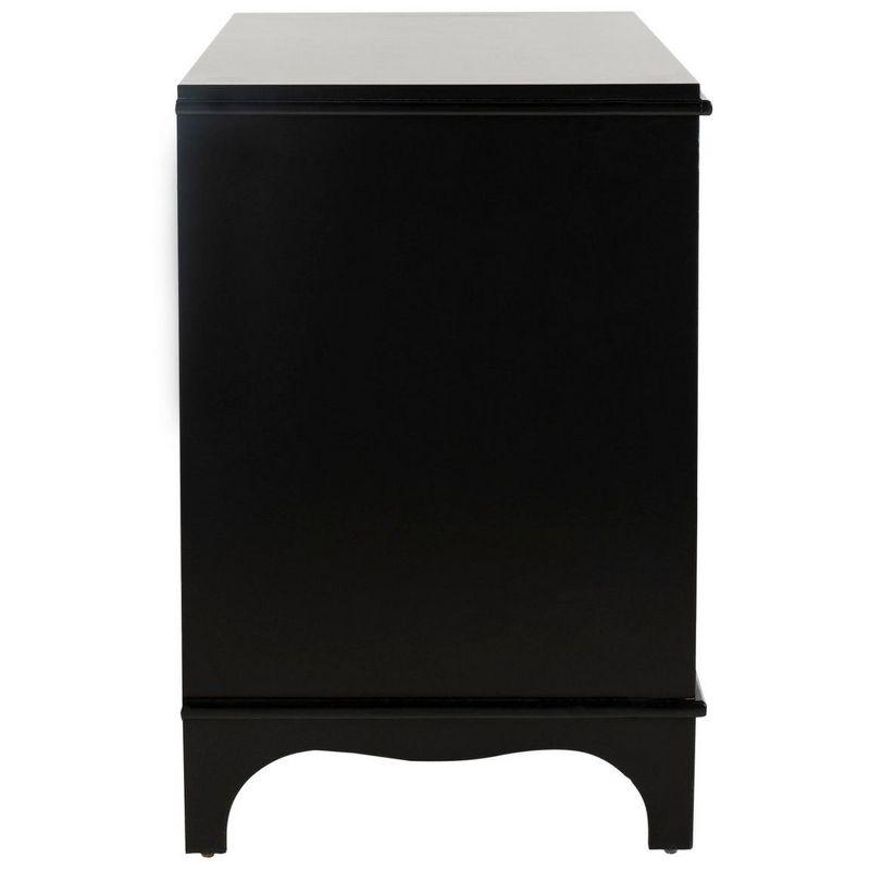 Transitional Black and Gold 3-Drawer Nightstand with Brass Quatrefoil Pulls