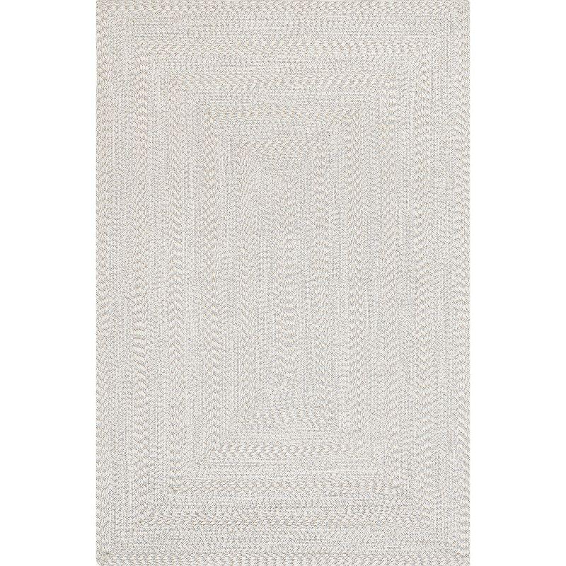 Ivory Braided Oval Indoor/Outdoor Easy Care Rug, 6' x 9'