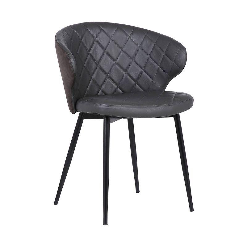 Armen Living Ava Contemporary Dining Chair Faux Leather Black/Gray: Modern Armless Design, Plywood & Steel Frame, 250lb Capacity