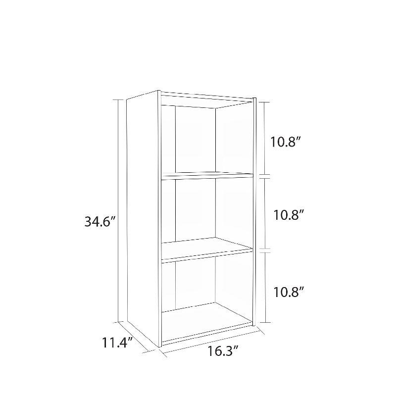 Galano Yunna 35.39 in. Tall Wood 3 Tiers Small Toolless Bookcase (2 Pcs) with Modern Design