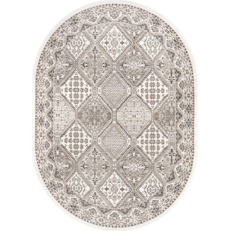 Nuloom Oval 7x9 Becca  Tiled Indoor Area Rug, Beige, Faded Transitional Design, Stain Resistant, BedroomLiving Room, Kitchen,
