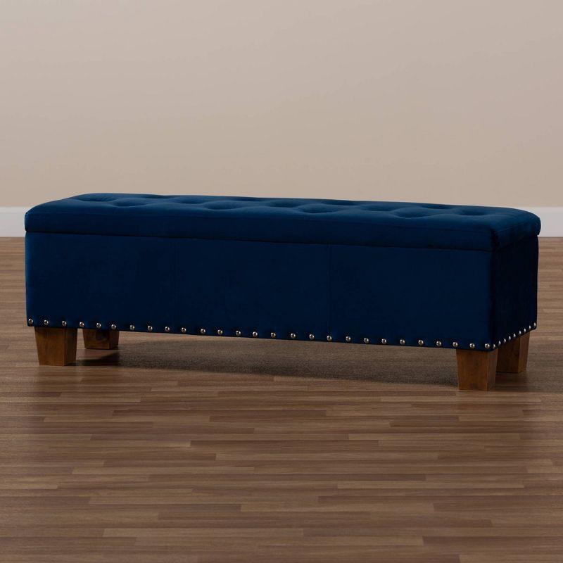 Hannah Velvet Upholstered Button Tufted Storage Ottoman Bench -  Baxton Studio