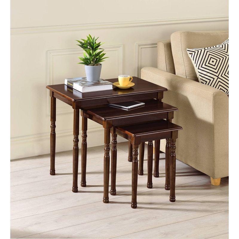 19" 3-PC Rectangular Nesting Table Cherry - Ore International: Hardwood, Space-Saving Design, Easy Separate