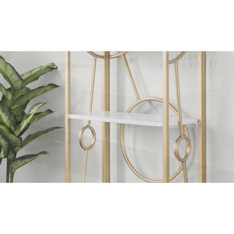 Everly Quinn Constellation Contemporary Bookcase in Gold Metal and Wood by LumiSource