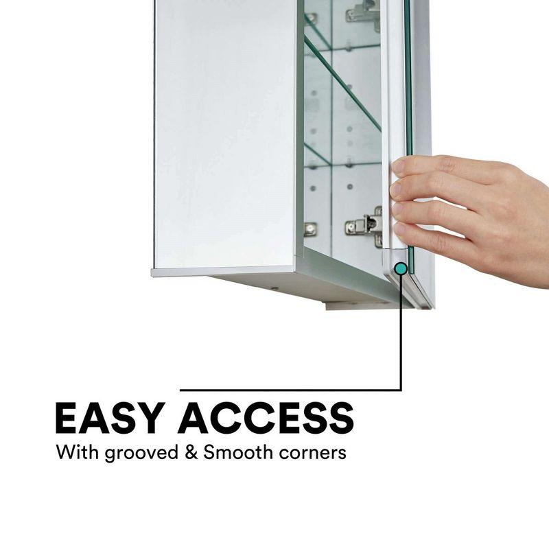 Bathroom Medicine Cabinet, Aluminum, Recessed/Surface Mount, Right/Left Hinged, Mirrored Interior - 24" x 30"