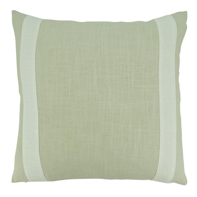 Two-Tone Natural Cotton Banded 27'' Throw Pillow Cover