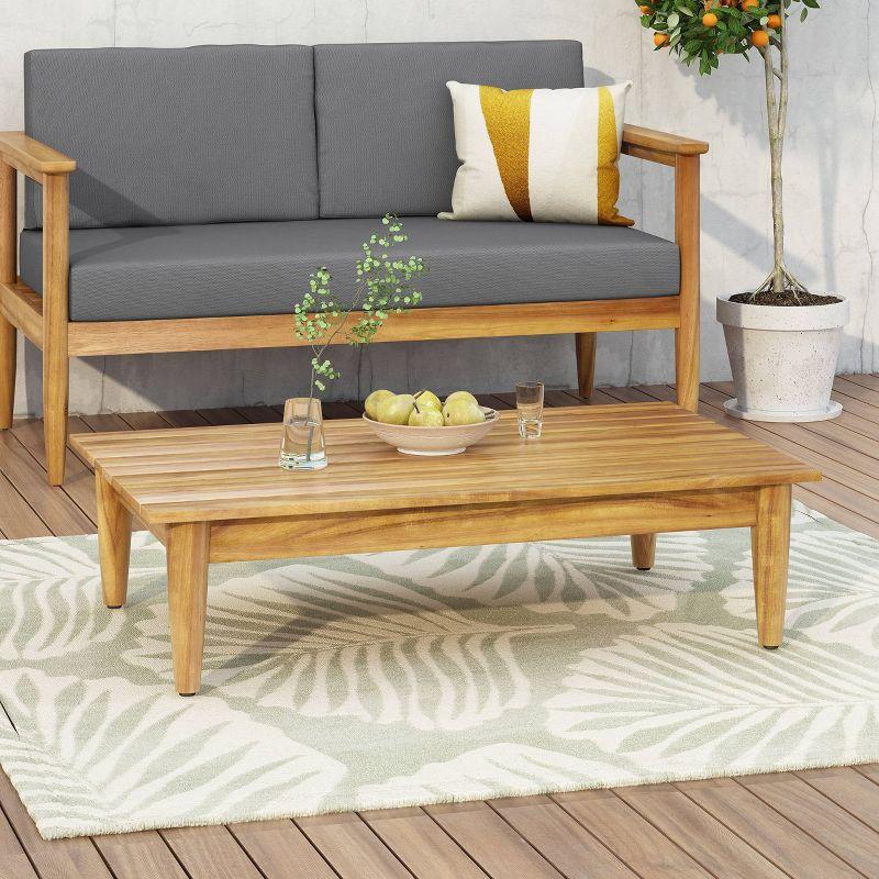 Magnolia Patio Acacia Wood Coffee Table - Teak - Christopher Knight Home: Water-Resistant, Tapered Legs