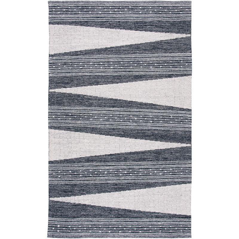 Striped Kilim STK521 Hand Woven Area Rug - Black/Ivory - 3'x5' - Safavieh.