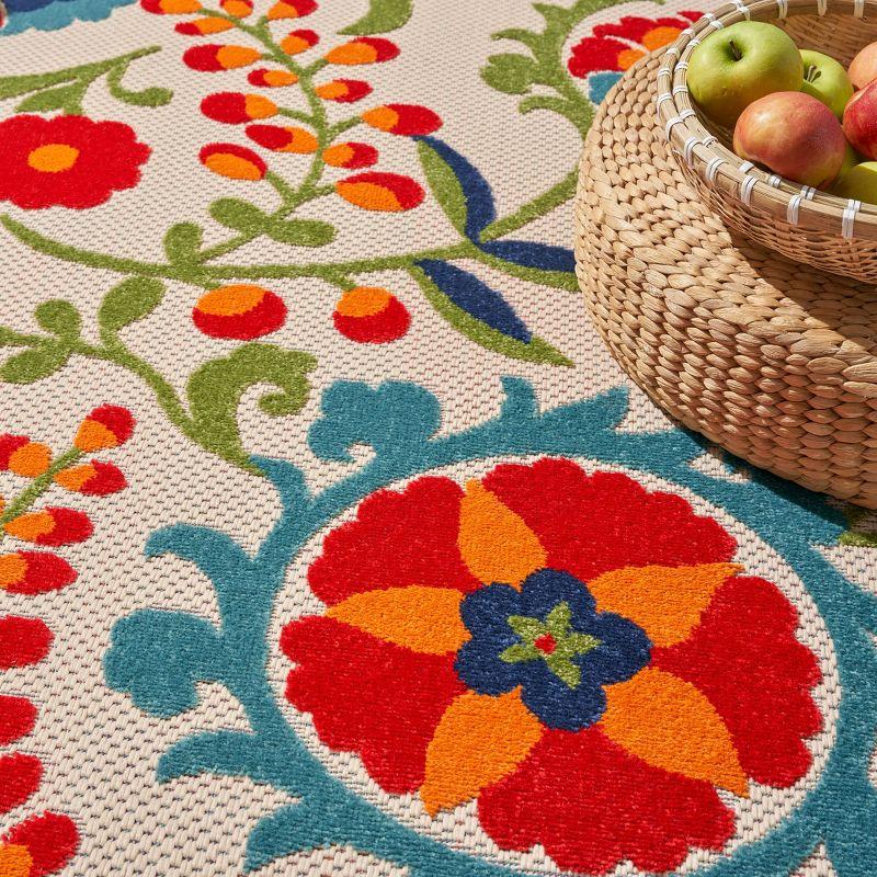 Nourison Aloha Floral Textured Flatweave High-Low Indoor Outdoor Area Rug Multicolor 7' x 10'