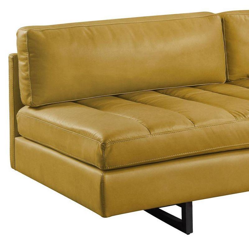 Radia 74" Sofas Turmeric Top Grain Leather - Acme Furniture: Channel-Tufted, Metal Base, Includes Pillow