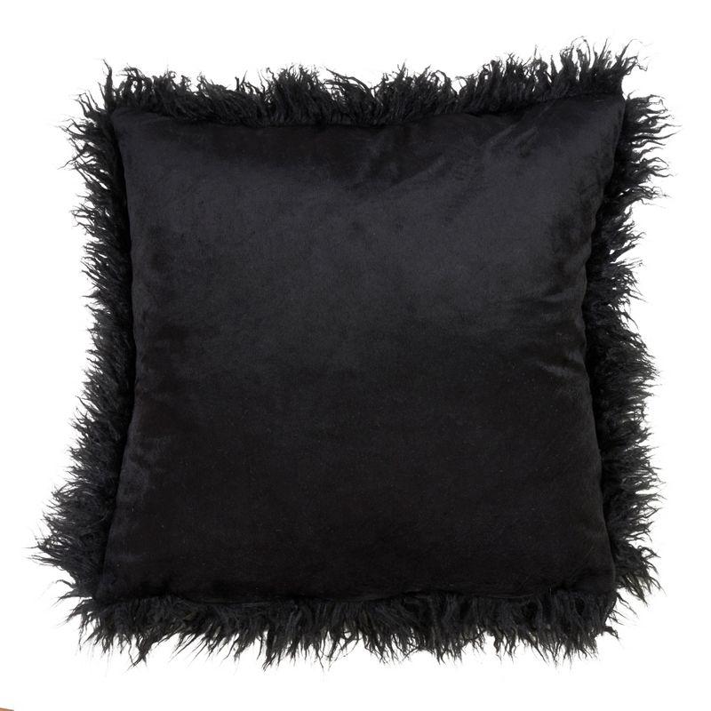 Saro Lifestyle Mongolian Faux Fur Throw Pillow, Black, 22" x 22"