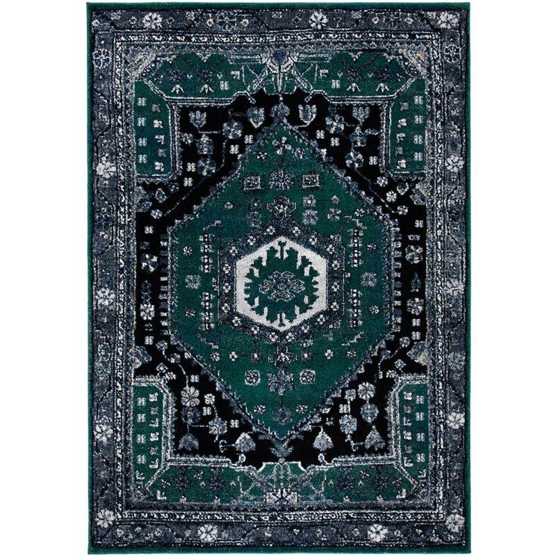 Vintage Hamadan VTH204 Power Loomed Indoor Area Rug - Green/Black - 4'x6' - Safavieh