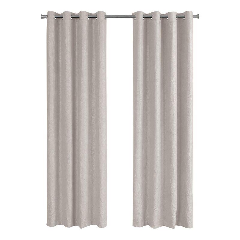 Monarch Specialties Curtain Panel 2Pcs Set Room Darkening Grommet Living Room Bedroom Kitchen Micro Suede Polyester Beige Contemporary Modern