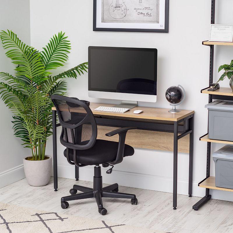 Large Black Adjustable Height Wood Computer Desk