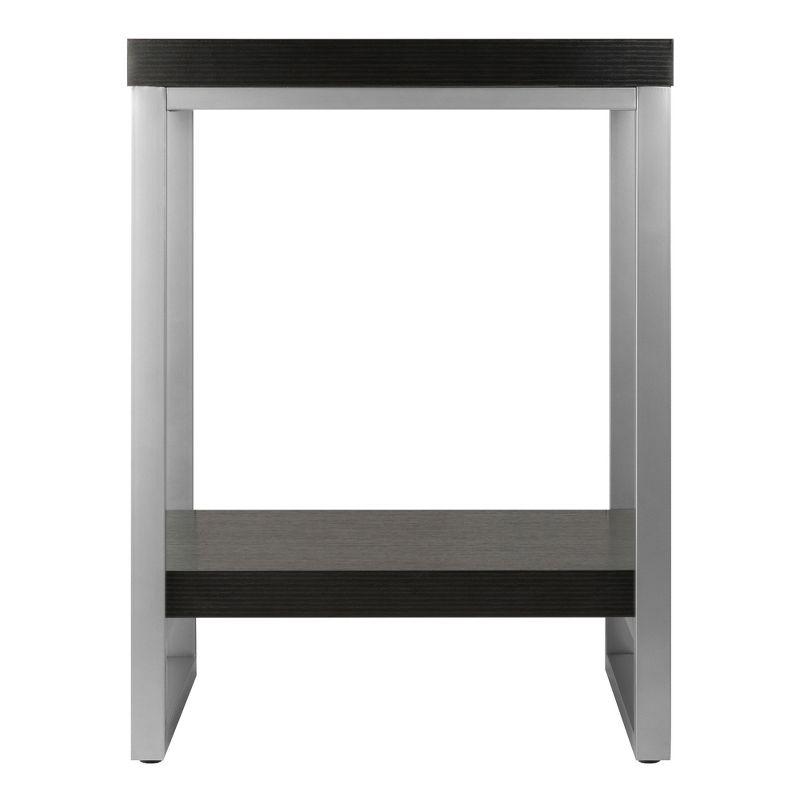 Jared End Table, Enamel Steel Tube - Dark Espresso - Winsome: 24" High, Contemporary Style, Printer Stand, Metal Frame