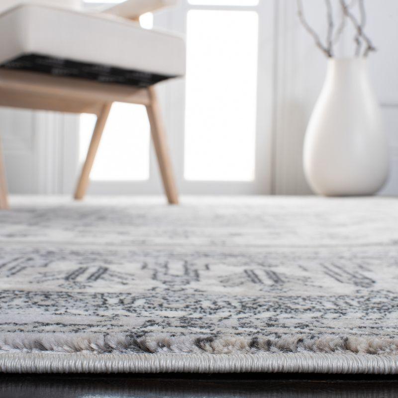 Ivory and Gray Synthetic Non-Slip Area Rug 8' x 10'