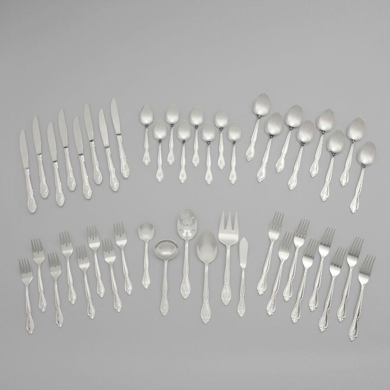 RiverRidge Home RiverRidge Rose Flatware 46-Piece Monogrammed Stainless Steel Silverware Set for 8