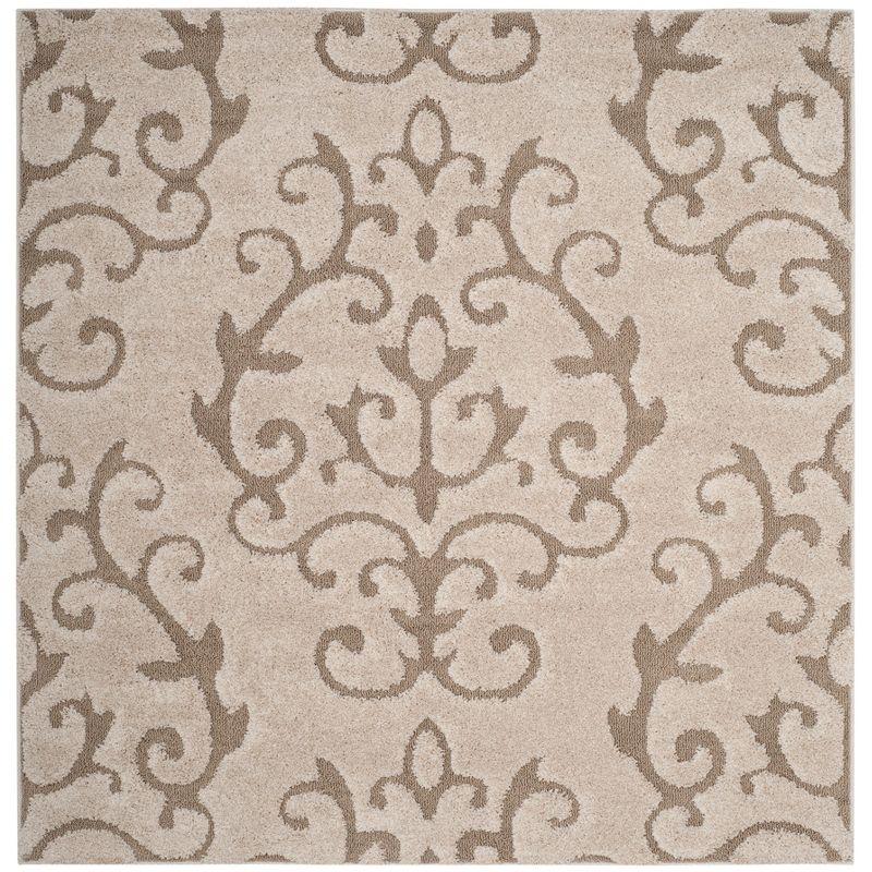 Florida Shag SG470 Power Loomed Indoor Area Rug - Cream/Beige - 5'x5' Square - Safavieh