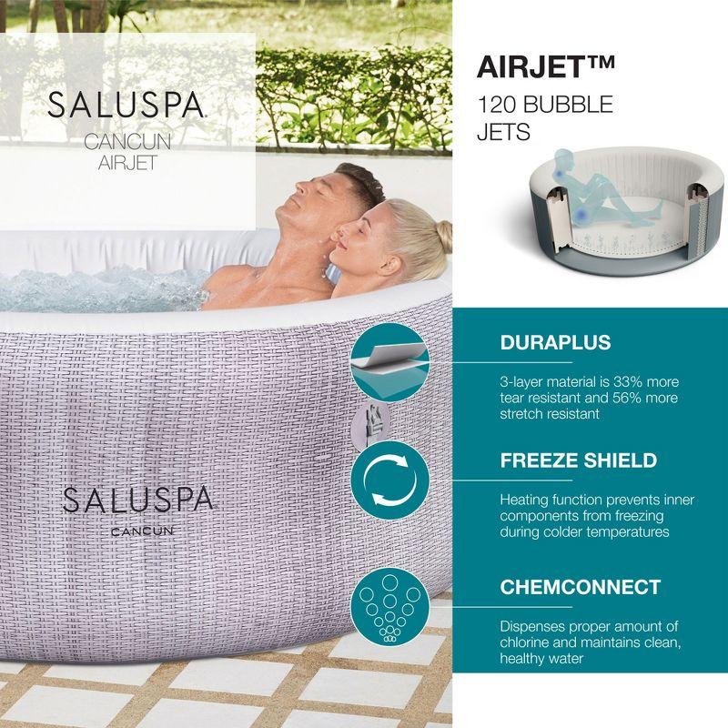 Bestway SaluSpa Cancun AirJet Inflatable Hot Tub with 120 Soothing Jets + Bestway SaluSpa Underwater Non Slip Pool and Spa Seat with Adjustable Legs