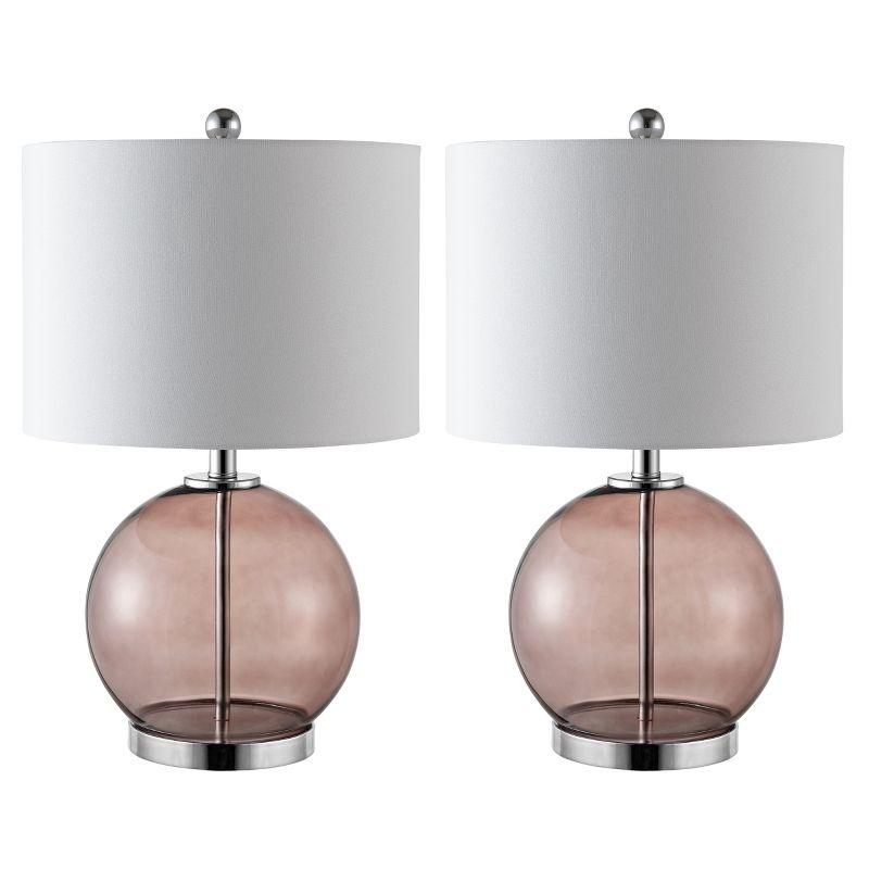 Lonni 22.5" Smoked Grey Glass Table Lamp Set with White Shade