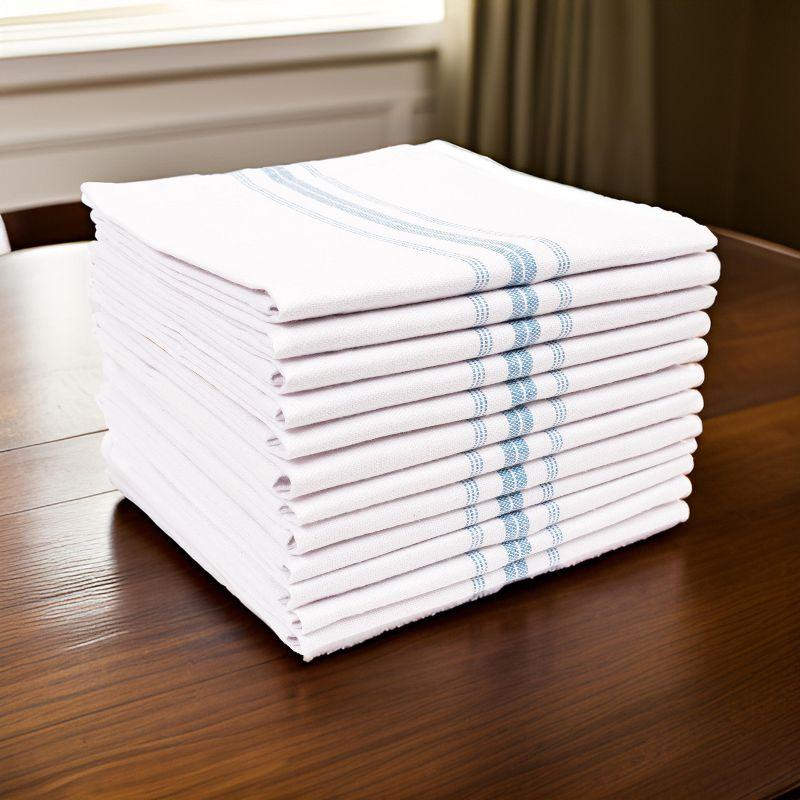 KAF Home Farmhouse Stripe Set Of 12 Kitchen Towels - 15" x 25", In Teal