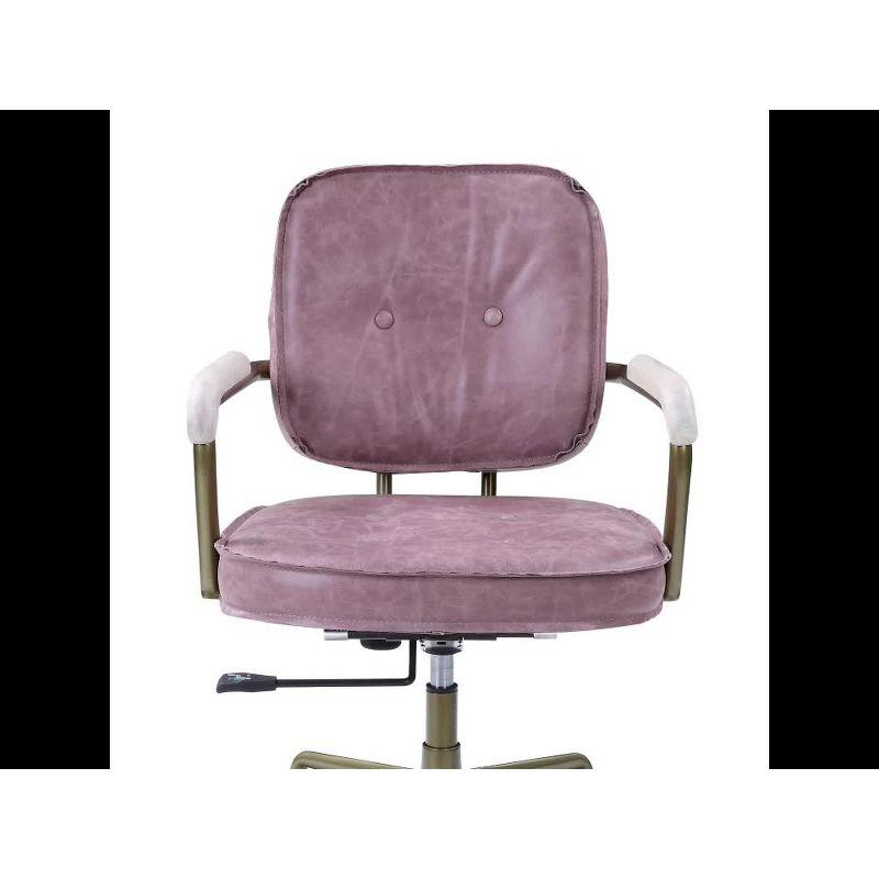 25" Siecross Grain Leather Reclining Accent Chair Pink - Acme Furniture: Swivel, Metal Frame, No Assembly