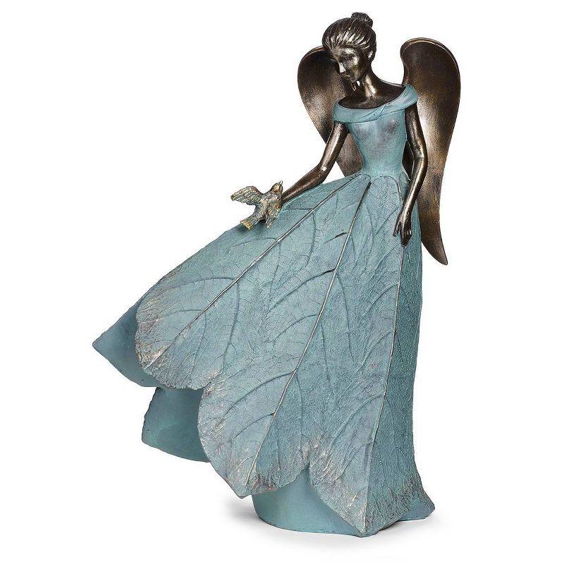 Roman 19.75" Angel and Bird Statue Outdoor Garden Statue Bronze