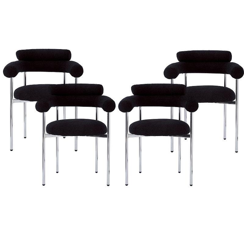 Christopher Knight Home Gianna Modern Upholstered Dining Chairs with Metal Legs (Set of 4), Black/Silver