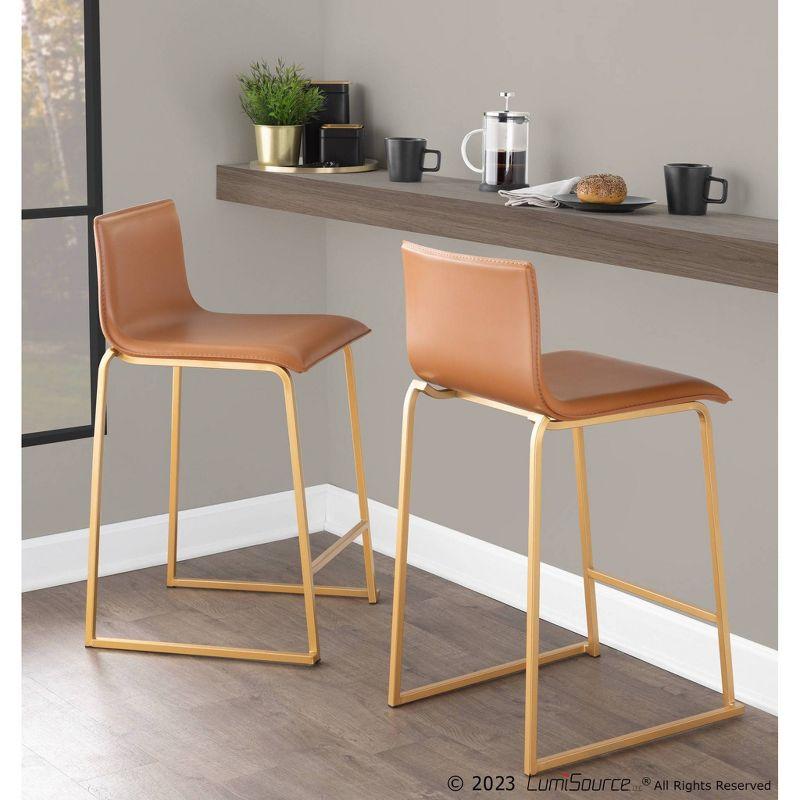 Set of 2 26" Mara Contemporary Counter Height Barstools Gold/Camel - LumiSource: Upholstered, Steel Frame, Fixed Height
