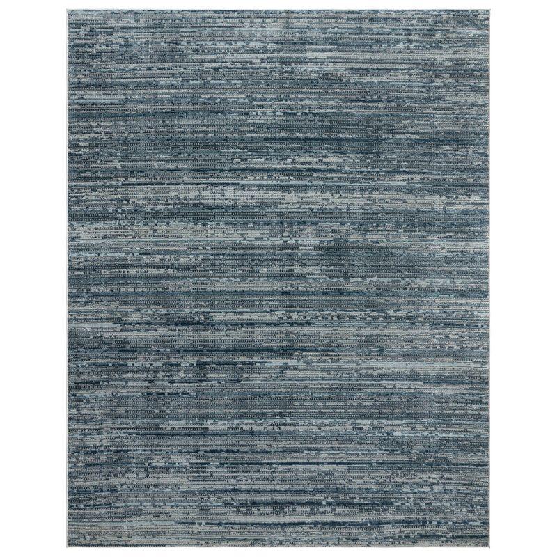 Blue and Gray Tufted Rectangular Synthetic Area Rug