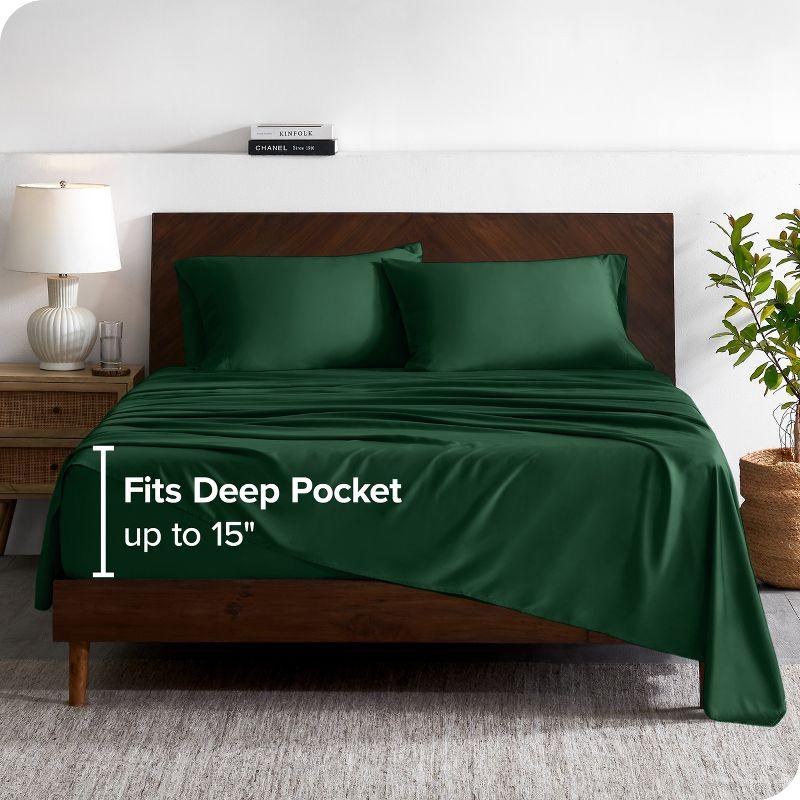 Twin XL Forest Green Rayon from Bamboo Solid Deep Pocket Sheet Set by Bare Home