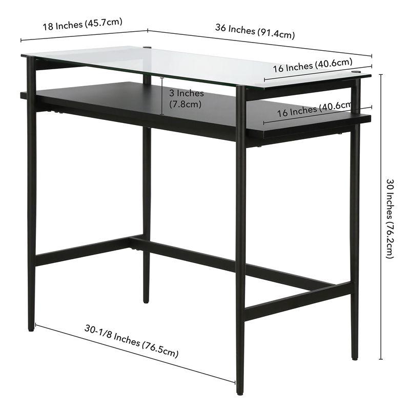 36" Black Bronze Desk with Black Woodgrain Shelf - Henn&Hart