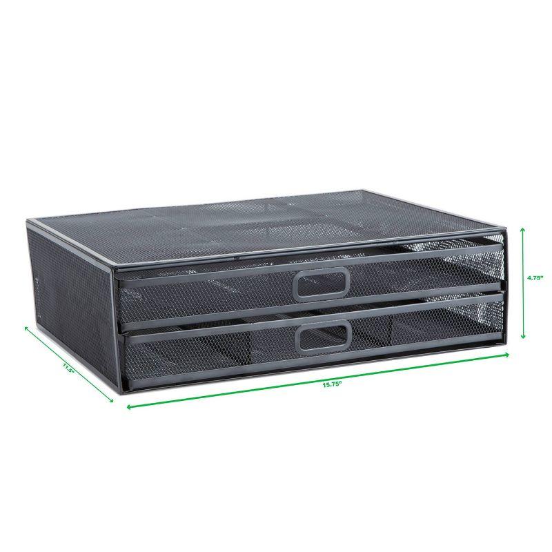 Monitor Stand, Ventilated Laptop Riser, Storage Drawer, Metal Mesh, 15.75"L x 11.75"W x 4.5"H