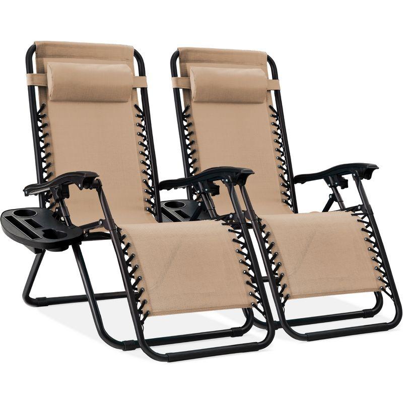 Sand Adjustable Zero Gravity Recliner Lounger Set with Cushions