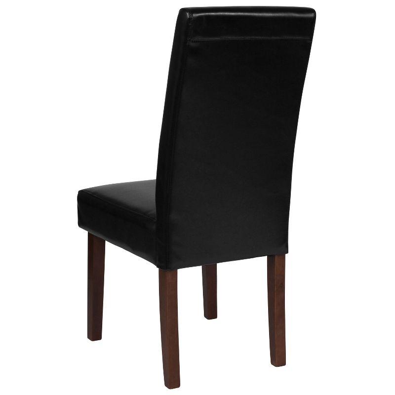 Set of 6 Black LeatherSoft Parsons Dining Chairs with Mahogany Legs