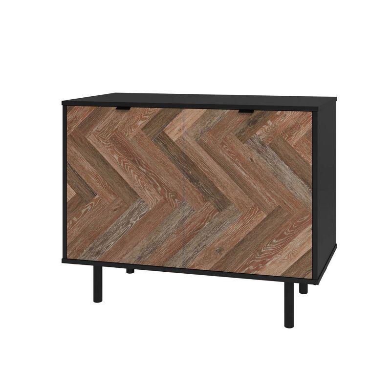 Liam Brown and Black Mid-Century Modern Accent Cabinet