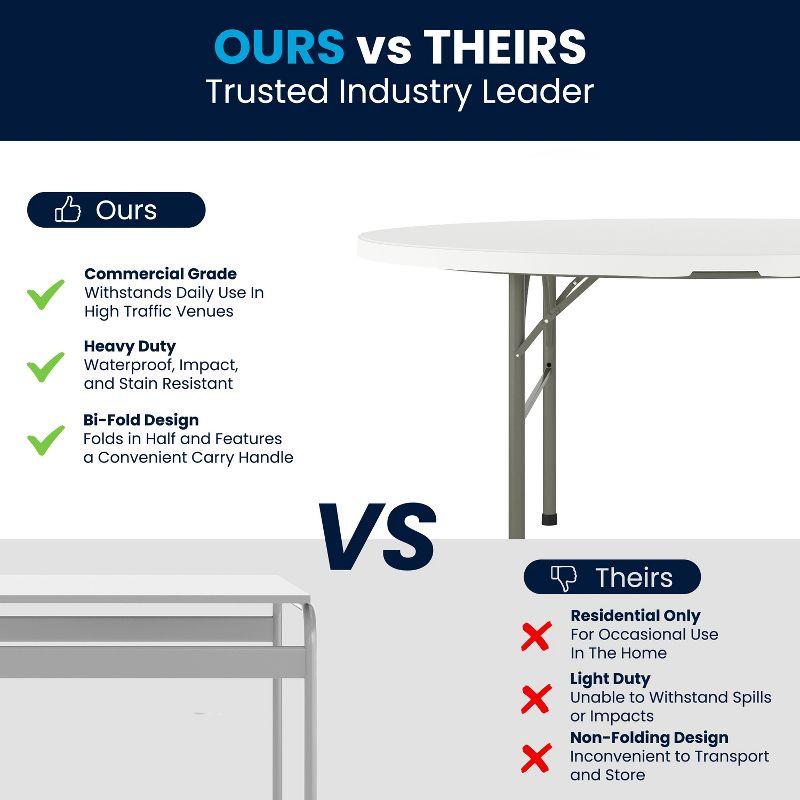 Noah Round Bi-Fold Plastic Folding Event Table with Carrying Handle