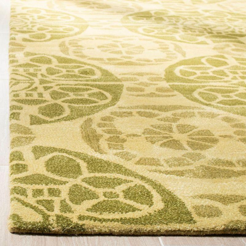 Hand-Tufted Honey & Green Wool Square Area Rug - 7'x7'