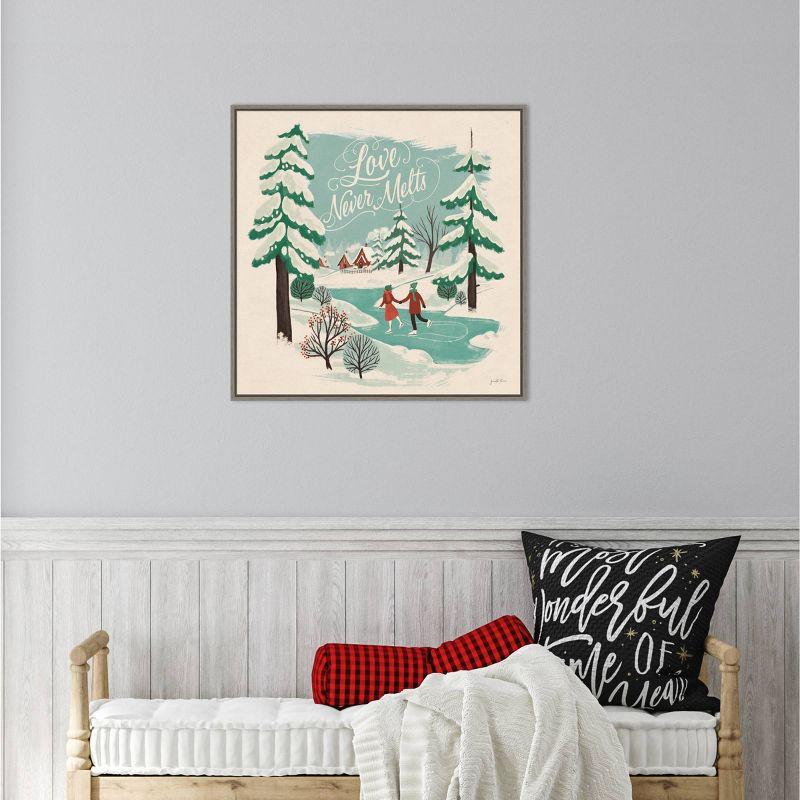 Winter Bliss Ice Skating Framed Canvas Print, 22" x 22"