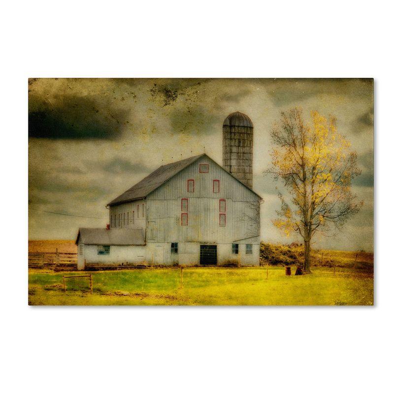 Lois Bryan 'Ikd Barn on Stormy Afternoon' Framed Canvas Art 22x32