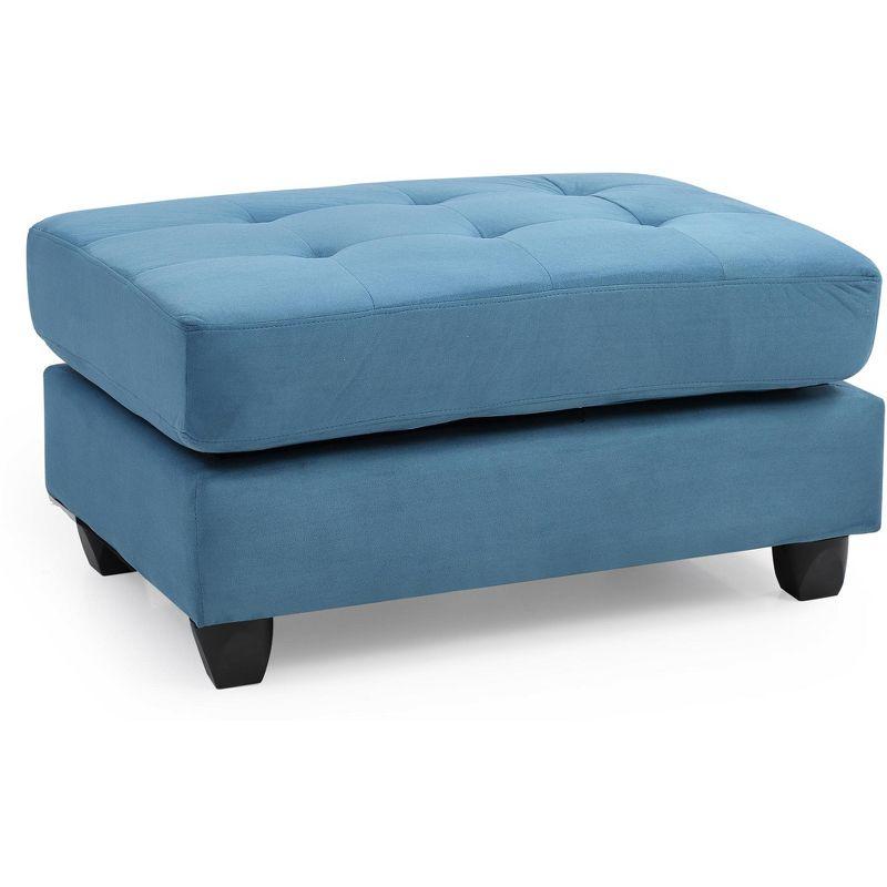 Malone Aqua Tufted Ottoman with Wood Frame