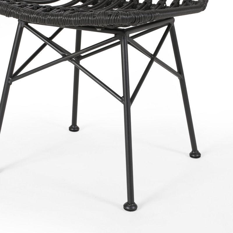 GDFStudio Braymer Outdoor Wicker and Iron Dining Chairs (Set of 2), Gray