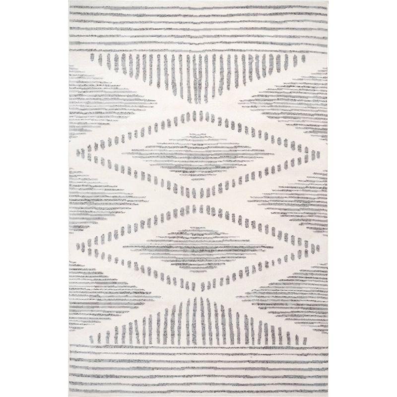 nuLOOM 5'x8' Briggs Contemporary Striped Area Rug Light Gray: Geometric Pattern, Low Pile, Indoor Use