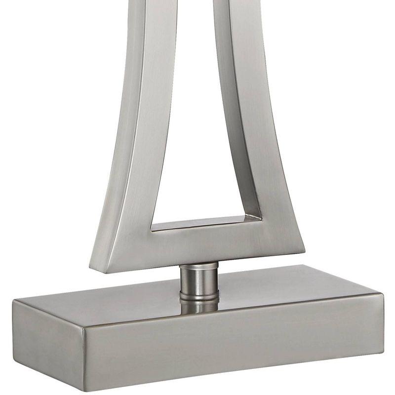 Sleek Brushed Nickel Modern Table Lamp Duo with Off-White Shades