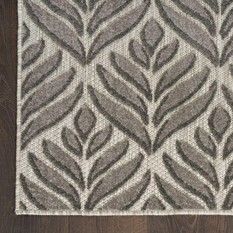 Nourison Aloha Tropical Palm Flatweave High-Low Indoor Outdoor Area Rug Charcoal 2'8" x 4'